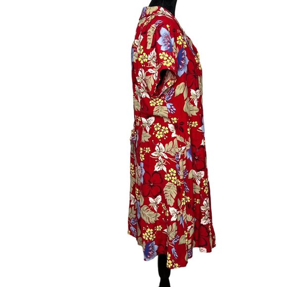 Vintage Horse Dress 100% Rayon Red Equestrian Mini Western Tropical Print Size L - Picture 3 of 10